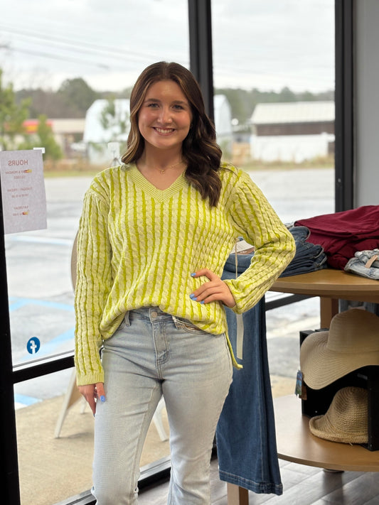 CREAM & LIME SWEATER