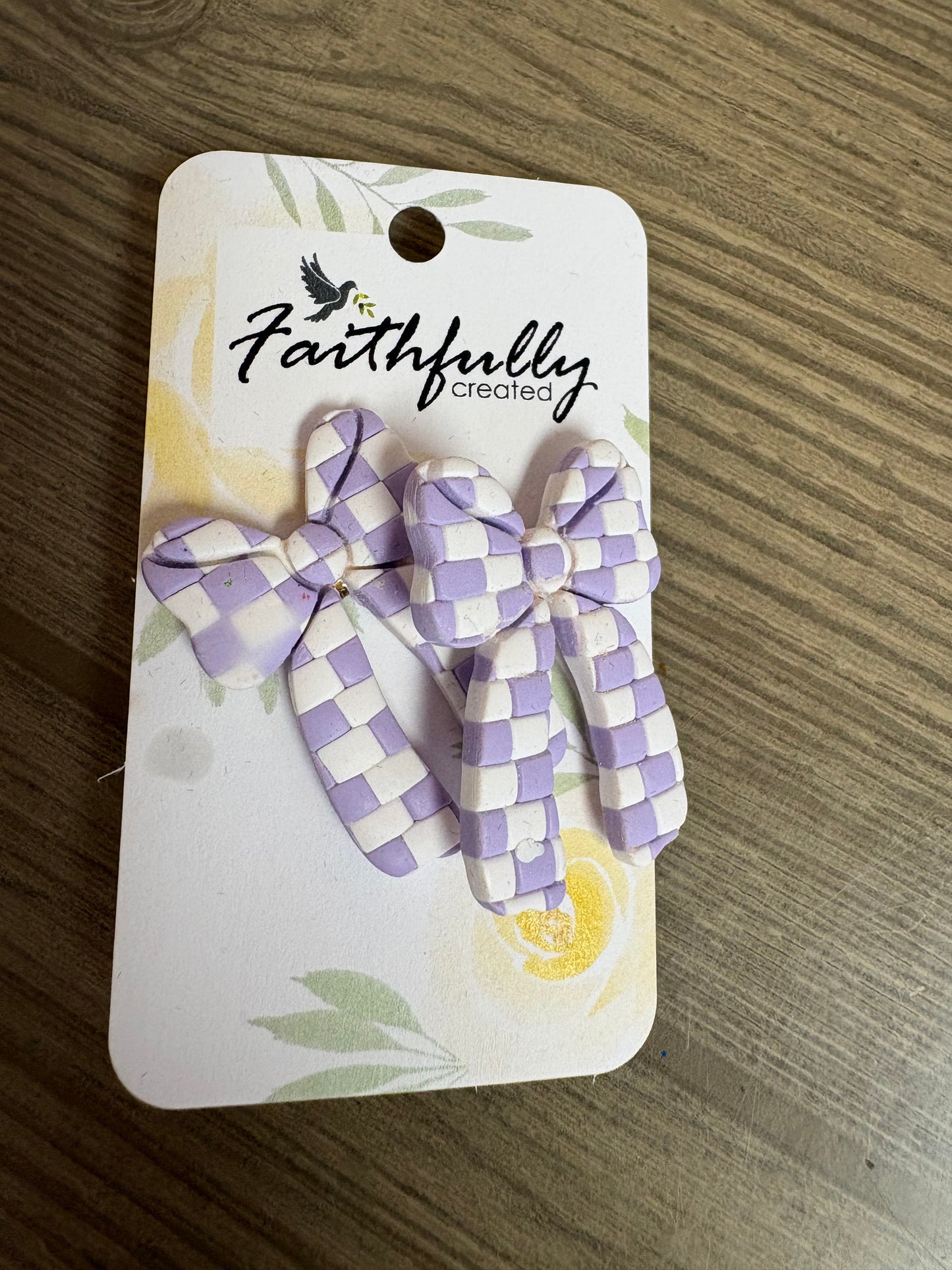 EARRINGS: WISTERIA CHECKERED BOWS