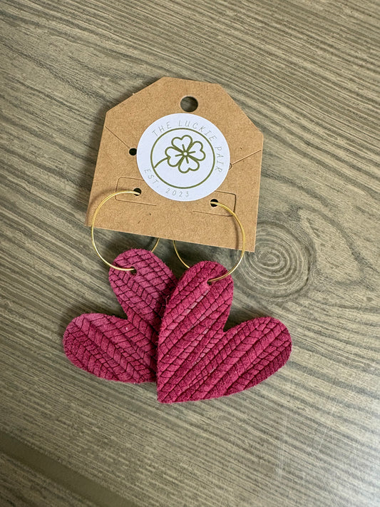 EARRINGS: LEATHER RED HEARTS