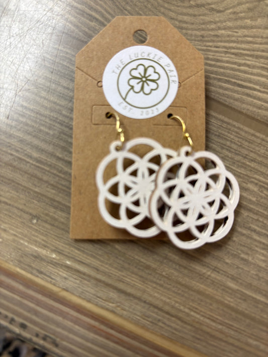 EARRINGS: WOOD WHITE DANGLES