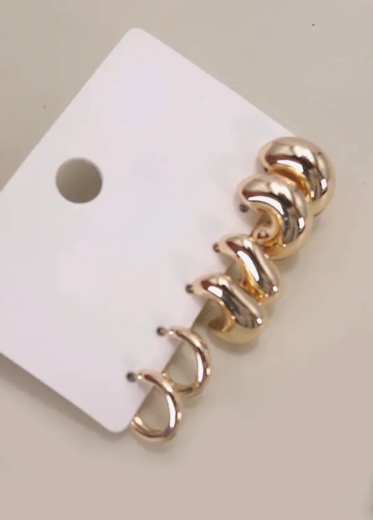 BUBBLE HOOP HUGGIE TRIO EARRINGS-GOLD