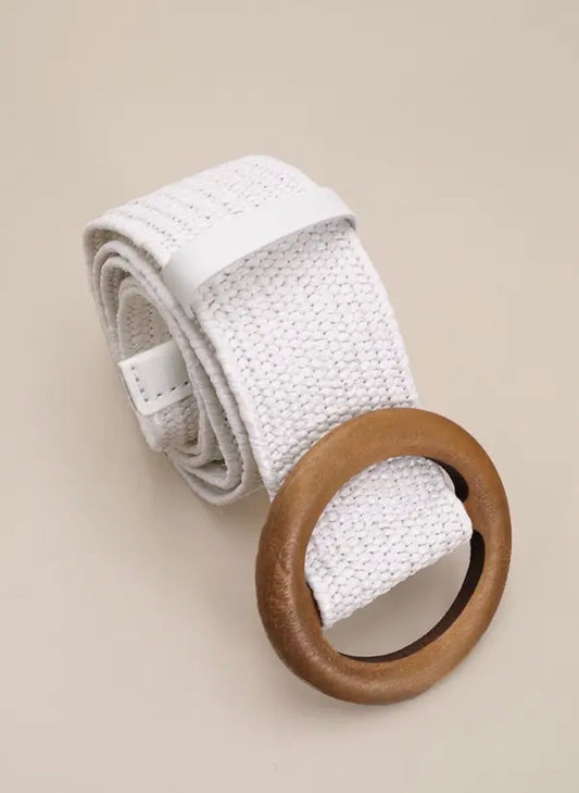 WOODEN BUCKLE BELT-IVORY
