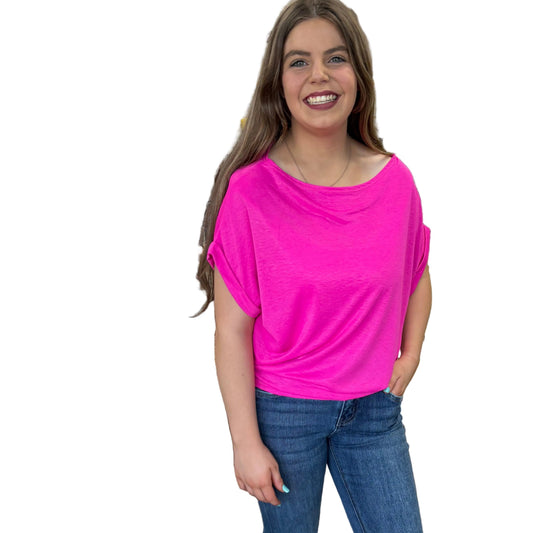 KNOCKOUT FUSCHIA DOLMAN SLEEVE TOP