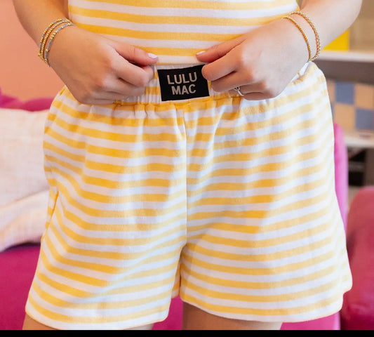 LULU MAC LEMON STRIPED SHORTS
