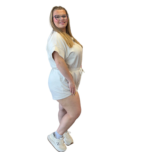 OATMEAL HALF ZIP ROMPER