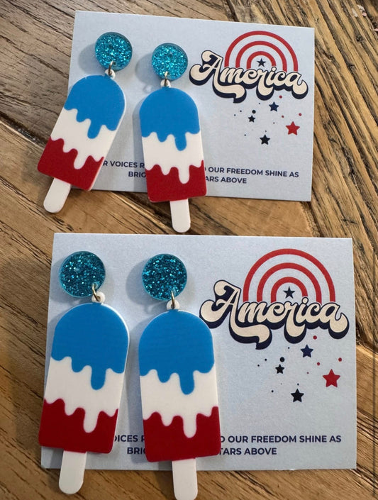 EARRINGS: PATRIOTIC POPSICLES