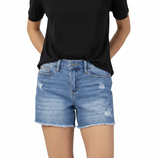 JUDY BLUE HIGH WAISTED DISTRESSED SHORTS