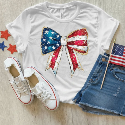 AMERICAN FLAG BOW TEE DTF