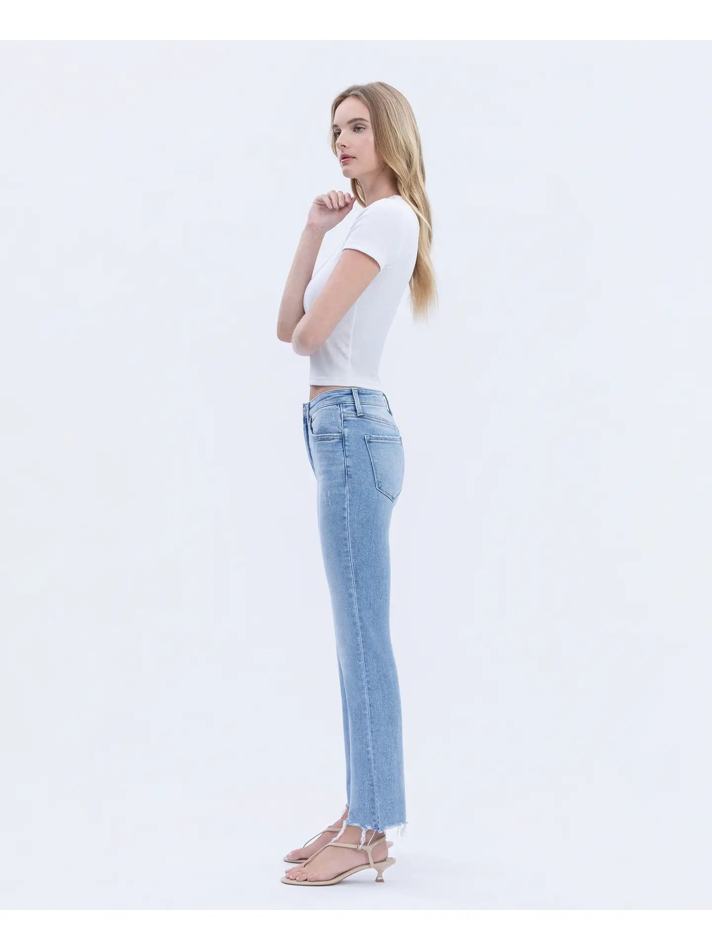 LOVERVET HIGH RISE UNEVEN KICK FLARE
